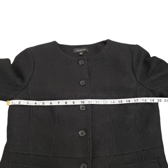 Talbots Womens Wool Blend Collarless Black Blazer Jacket Sz 10 - Picture 9 of 14